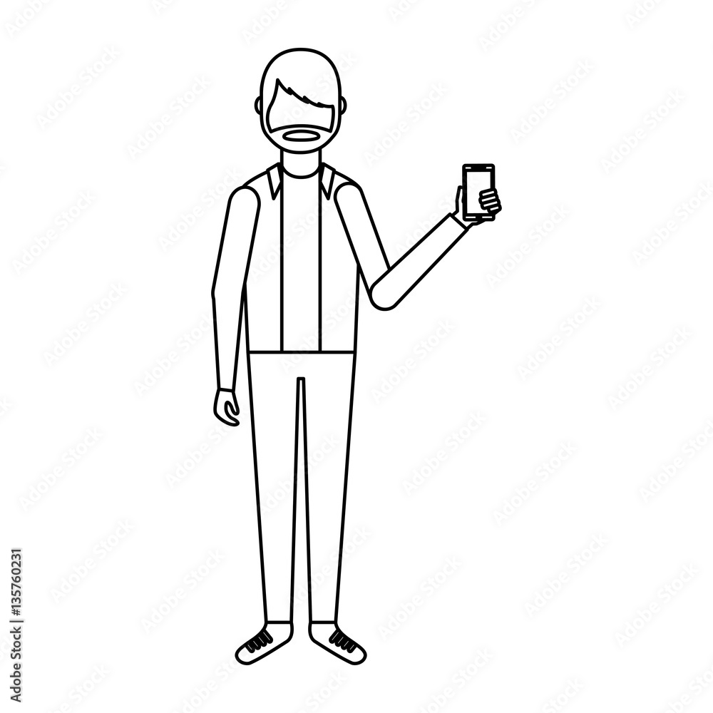 young man with smartphone avatar character vector illustration design young man with smartphone avatar character vector illustration design