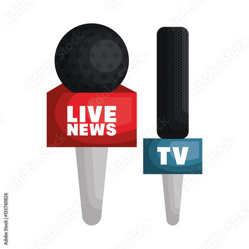 live news microphone press vector illustration design