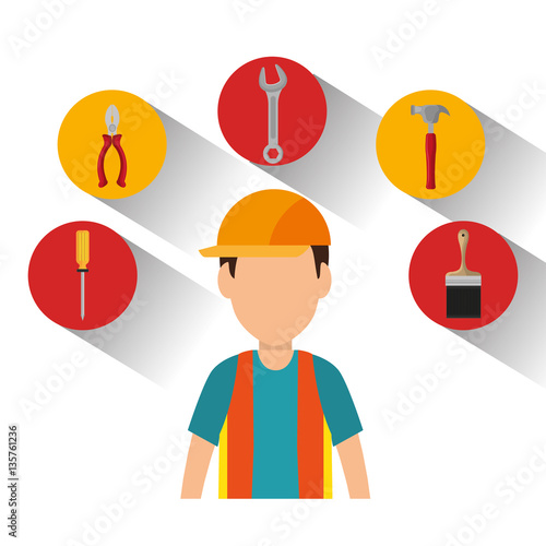 Professional construction on site vector illustration design