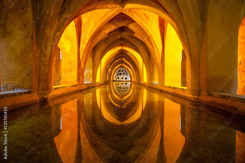 Fototapeta premium Baths of Dona Maria Padilla in the Royal Alcazars, Seville, Spain.