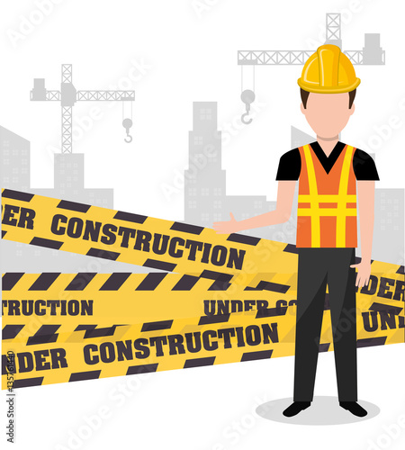 Professional construction on site vector illustration design