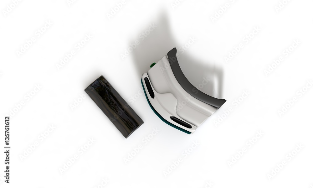 Virtual reality glasses and mobil phone top view 3d render Virtual reality glasses and mobil phone top view 3d render