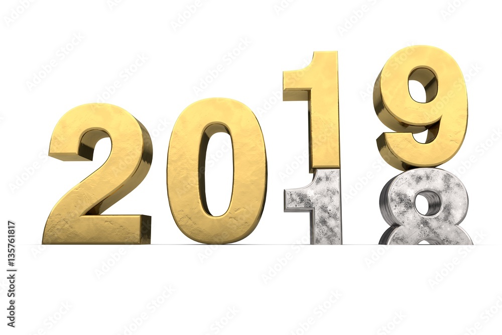 3D Text 2018 2019 Silber Gold - Jahreswechsel 3D Text 2018 2019 Silber Gold - Jahreswechsel