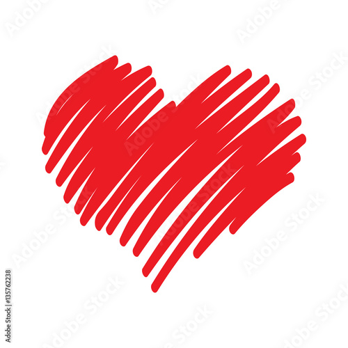 Hand drawn red heart of doodle circle