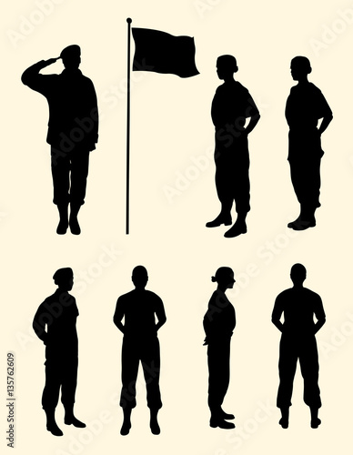Female soldier gesture silhouette. Good use for symbol, logo, web icon, mascot, sign, or any design you want.