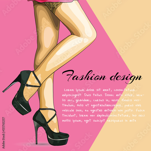 Vector illustration of female legs in retro fashion style
