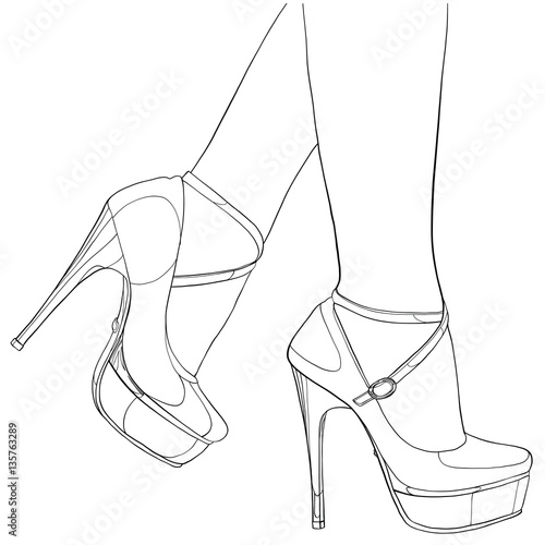 Vector illustration of female legs in retro fashion style
