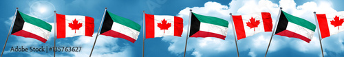Kuwait flag with Canada flag, 3D rendering