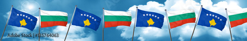 Kosovo flag with Bulgaria flag, 3D rendering