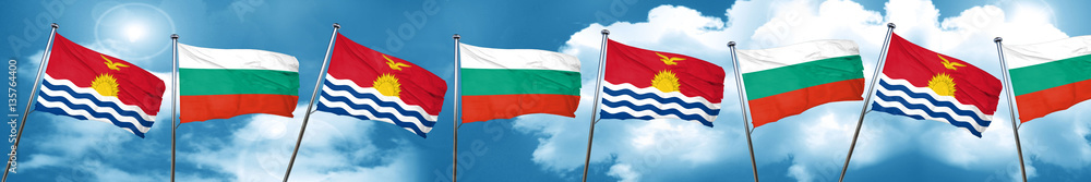 Kiribati flag with Bulgaria flag, 3D rendering Kiribati flag with Bulgaria flag, 3D rendering