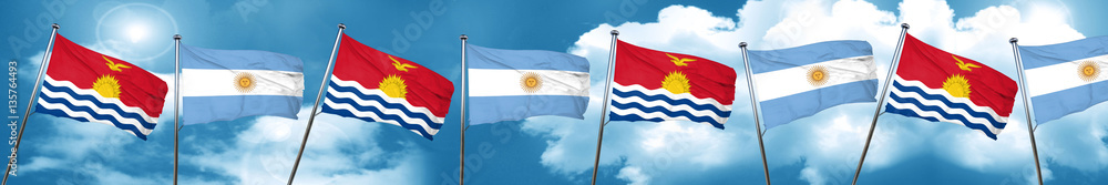 Kiribati flag with Argentine flag, 3D rendering Kiribati flag with Argentine flag, 3D rendering