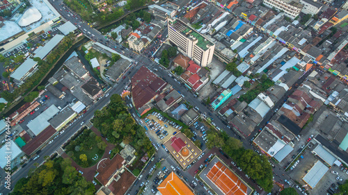 aerial photography during sunset in the middle of Phuket city