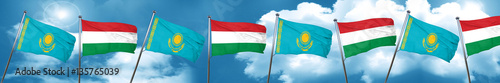 Kazakhstan flag with Hungary flag, 3D rendering