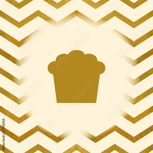 The silhouette of cake on chevron background. Background for Easter greeting card, decals, label, poster or cover.