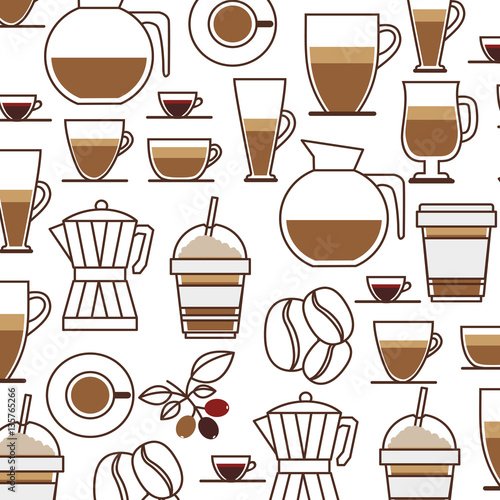 pattern set collection glass jar coffee drink icon vector illustration