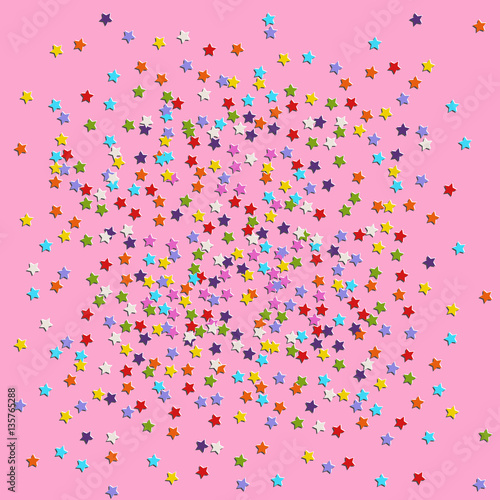 colorfull flat vector cream texture sprinkles topping stars as confectionery sweet or confetti on pink glaze background