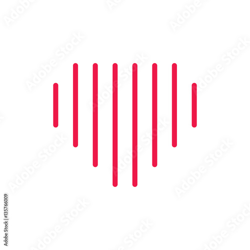 Fototapeta Naklejka Na Ścianę i Meble -  heart thin line red icon on white background, happy valentine da
