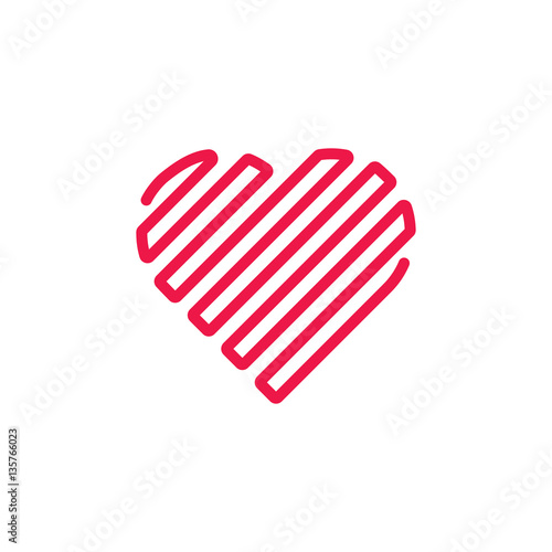 heart thin line red icon on white background  happy valentine da
