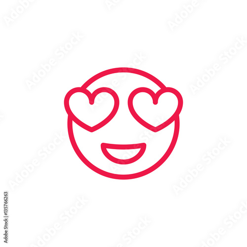  emotion smile thin line red icon on white background, happy val