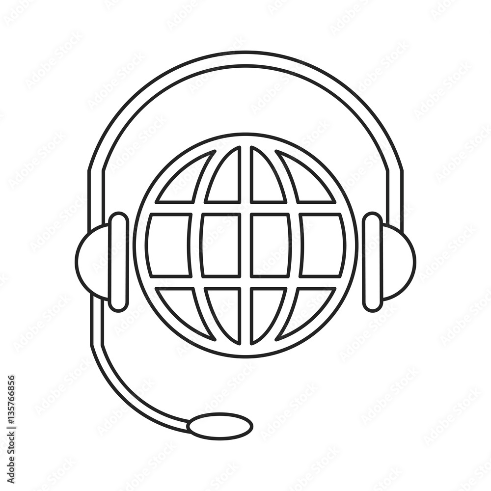 world planet head service communication thin line vector illustration eps 10