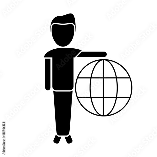 cartoon man globe connection technology pictogram vector illustration esp 10