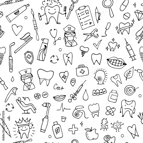 Dental seamless pattern, sketch for your design