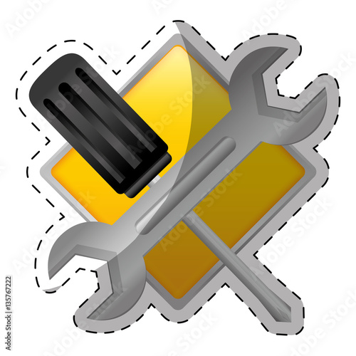 tools repair service emblem image sticker vector illustration design 