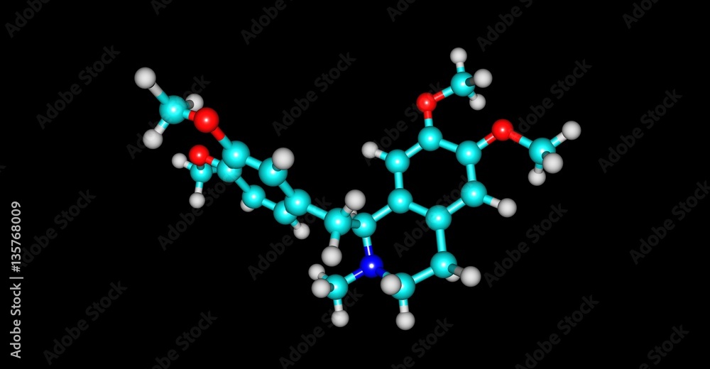 Laudanosine molecular structure isolated on black