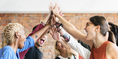 Teamwork Power Successful Meeting Workplace Concept photo