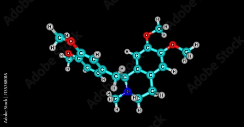 Laudanosine molecular structure isolated on black