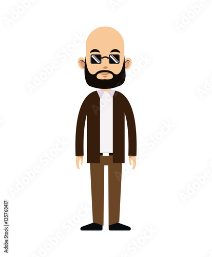 balding young man beard sunglasses clothes style vector illustration eps 10