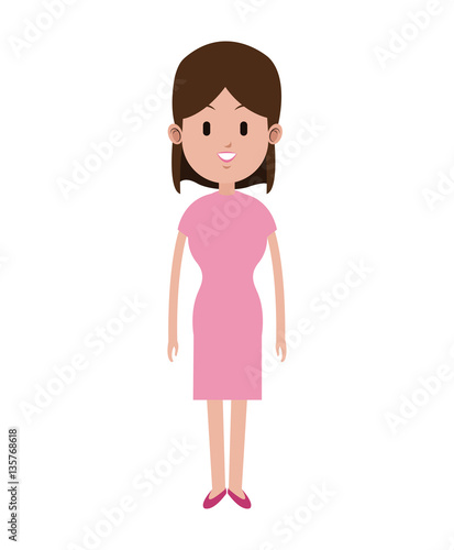 woman brunette pink dress beauty vector illustrationeps 10