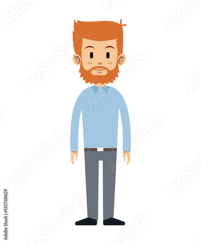 man beard freckles haired standing vector illustration eps 10