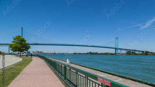 Ambassador Bridge between Windsor, Ontario, Canada and Detroit, Michigan, USA photo