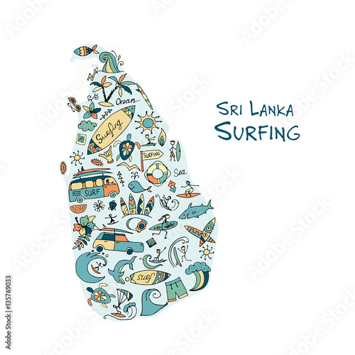 Sri Lanka surfind, design made from surf icons