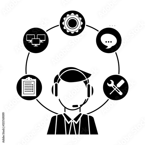 technical service and call center icon, vector illustration image
