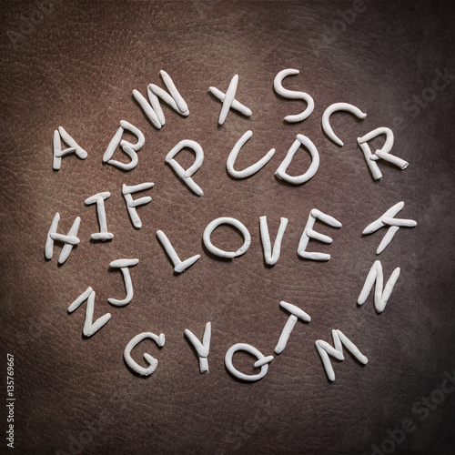 Mold clay of A-Z alphabet with love wording in center