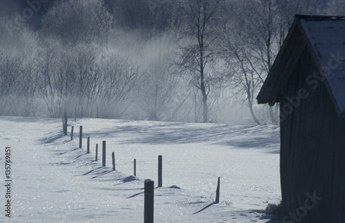 Winterly landscape, hut, Austria, Carinthia, Moell valley, Laina photo
