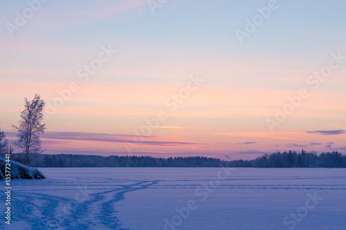 Serene sunset sky at winter © Juhku