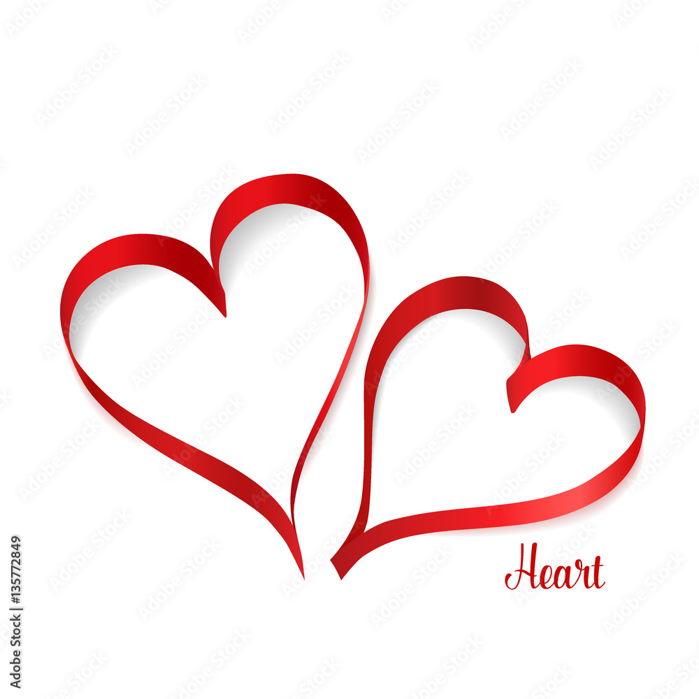 Ribbons shaped as hearts. Vector illustration