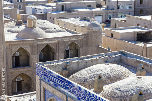 Itchan Kala cityscape, the walled inner town of the city of Khiva, Uzbekistan. UNESCO World Heritage