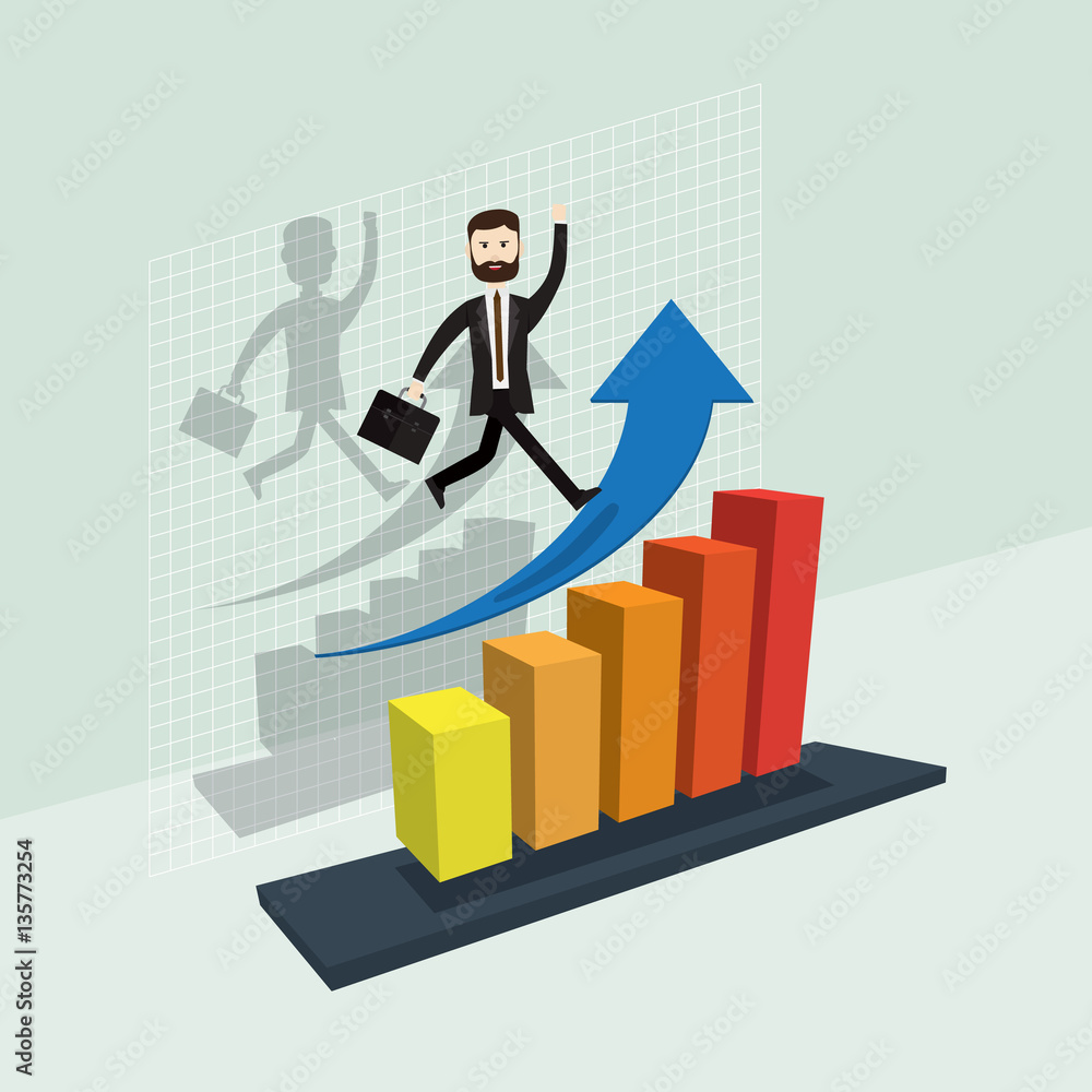 Business success blue arrow growth it isometric vector illustrat Business success blue arrow growth it isometric vector illustrat