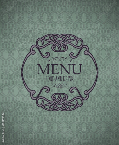 Restaurant menu vintage label, vector illustration