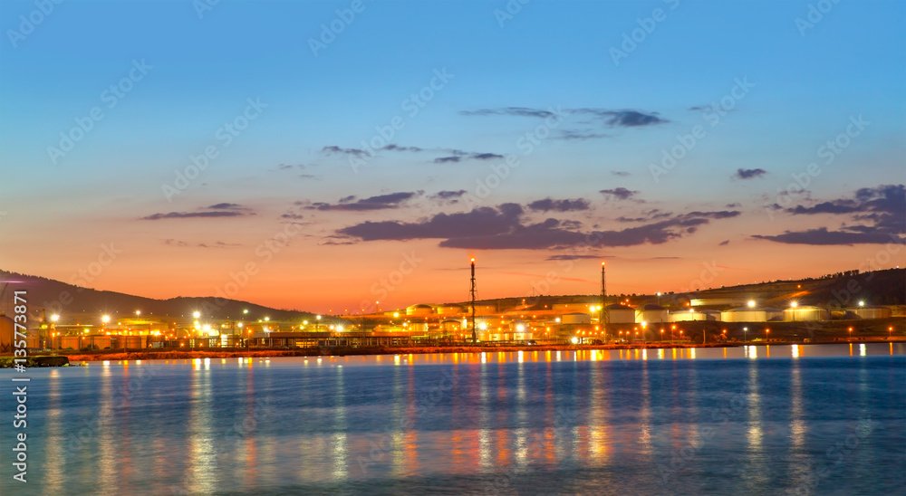 Refinery plant area at evening Refinery plant area at evening