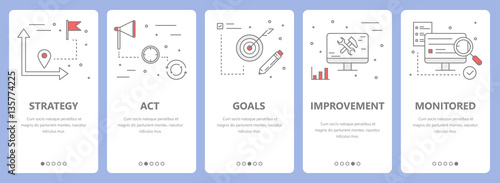 Vector set of thin line flat design action plan concept banners