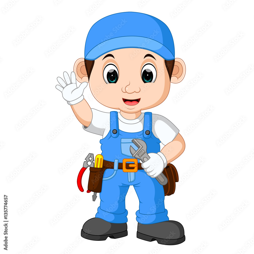Cartoon illustration of a mechanic