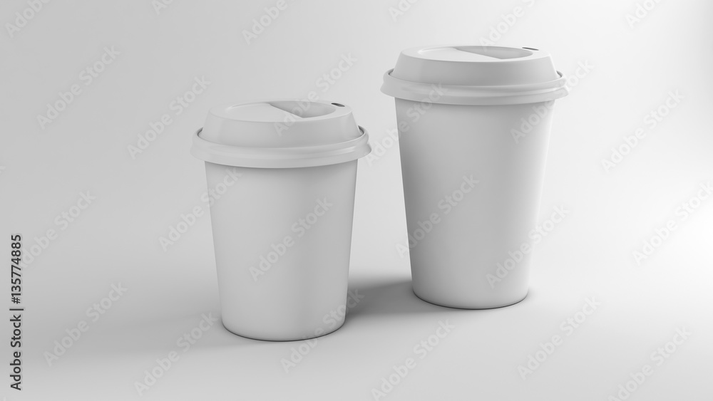 Coffee Paper Cup Mock-Up On Isolated White Background Coffee Paper Cup Mock-Up On Isolated White Background