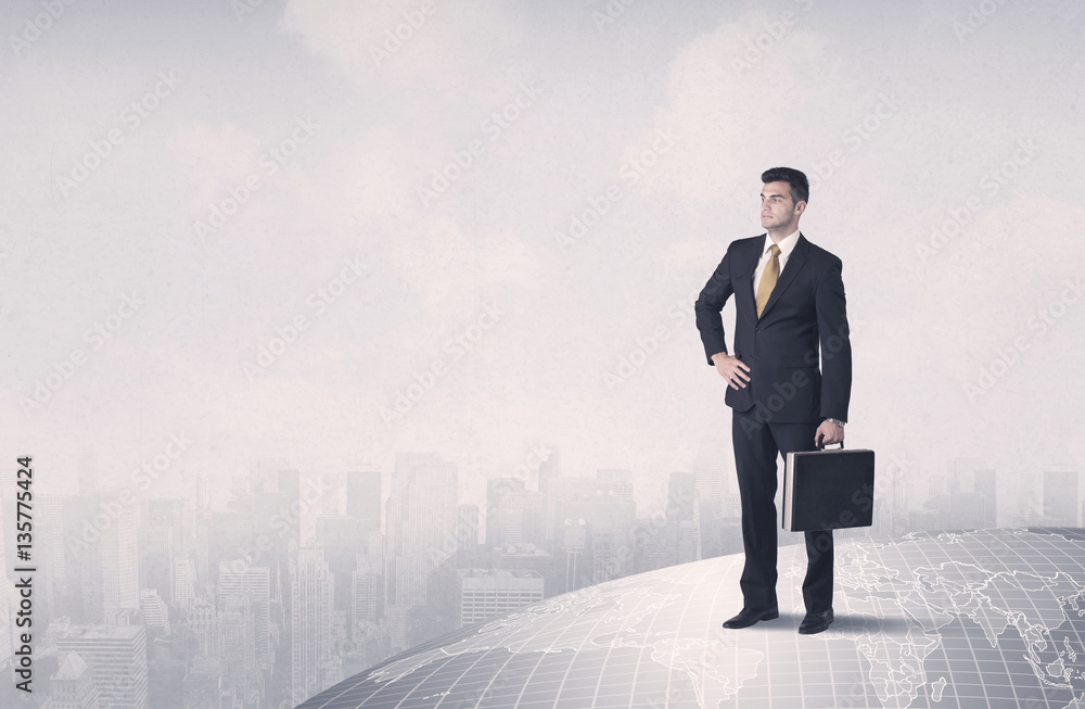 man standing in front of city landscape man standing in front of city landscape