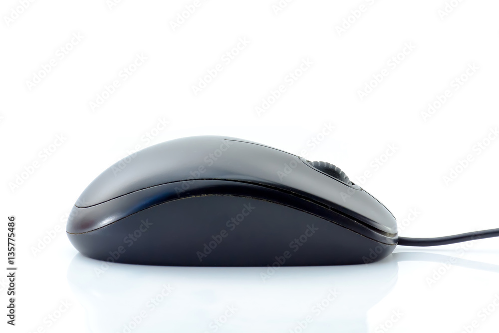 The black mouse isolated on a white background. The black mouse isolated on a white background.