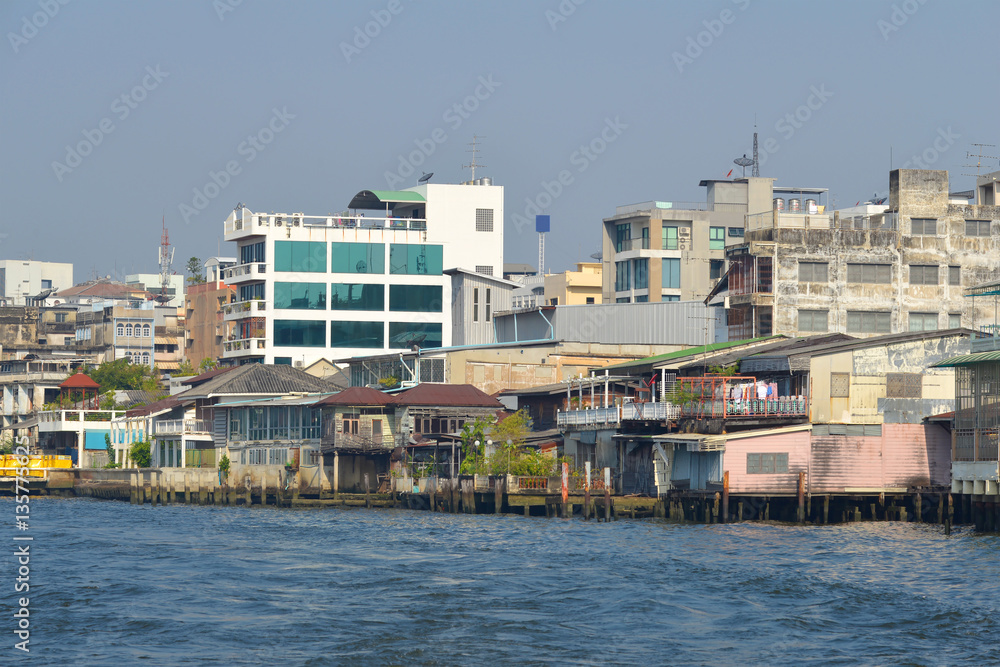 Urban landscape. The view from the Chao Phraya river, Bangkok, Thailand Urban landscape. The view from the Chao Phraya river, Bangkok, Thailand